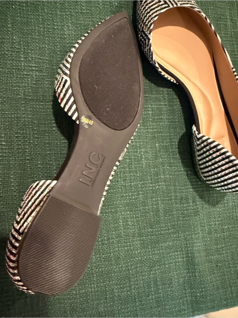 INC International Concepts Black & White Sequined Pointed D'Orsay Flats - Picture 4 of 7